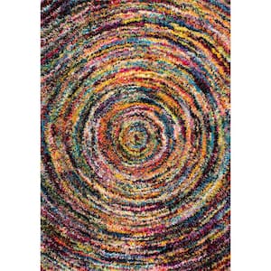 Ardelle Swirl Shag Multi Doormat 3 ft. x 5 ft. Area Rug