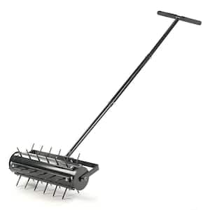 15.7 inch 36-Tine Rolling Lawn Aerator Garden Tool Filled with Sand or Stone in Black