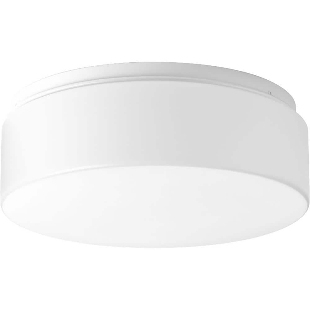 White Glass LED Drum Flush Mount Light