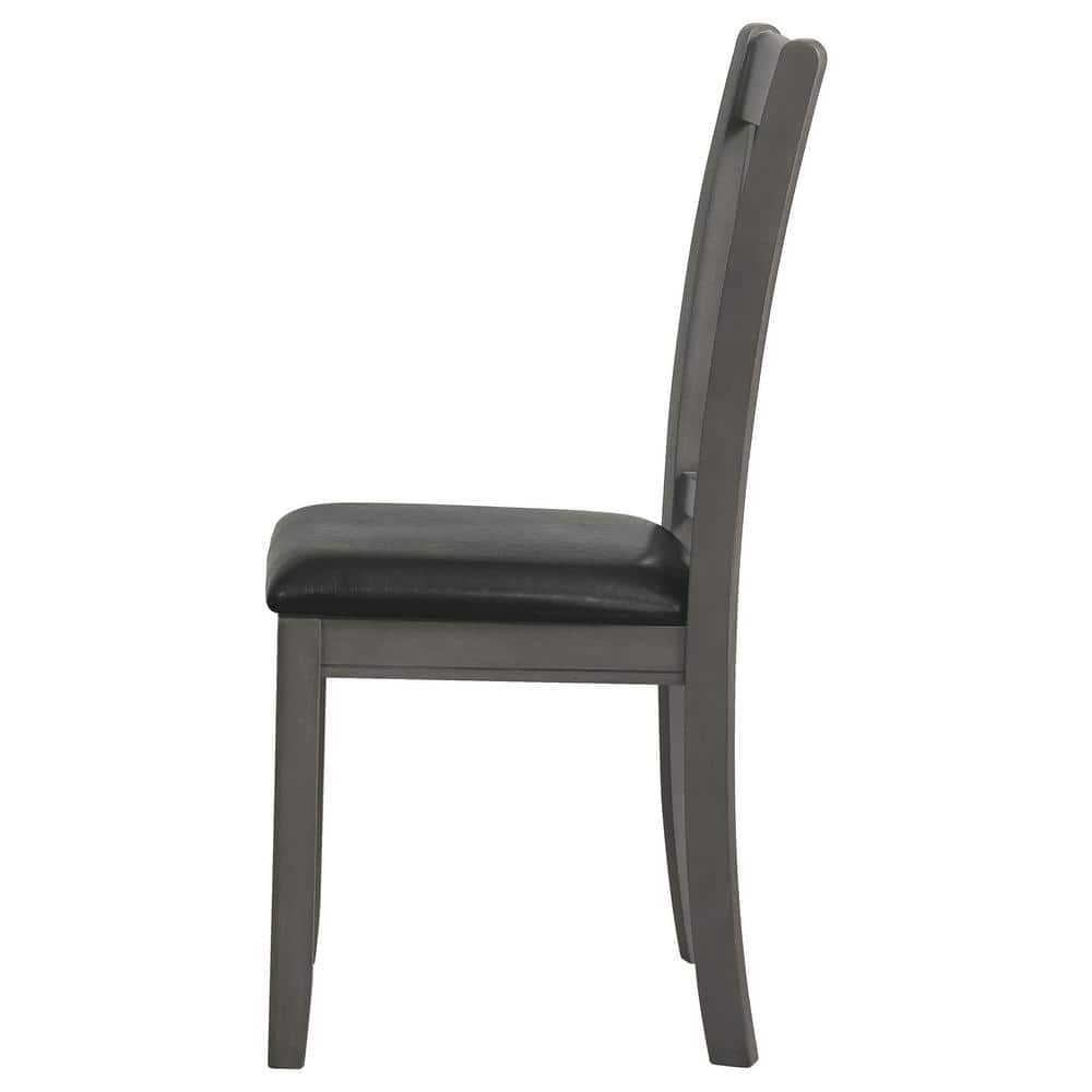 Black Faux Leather Upholstered Side Chair with Gray Wood Frame