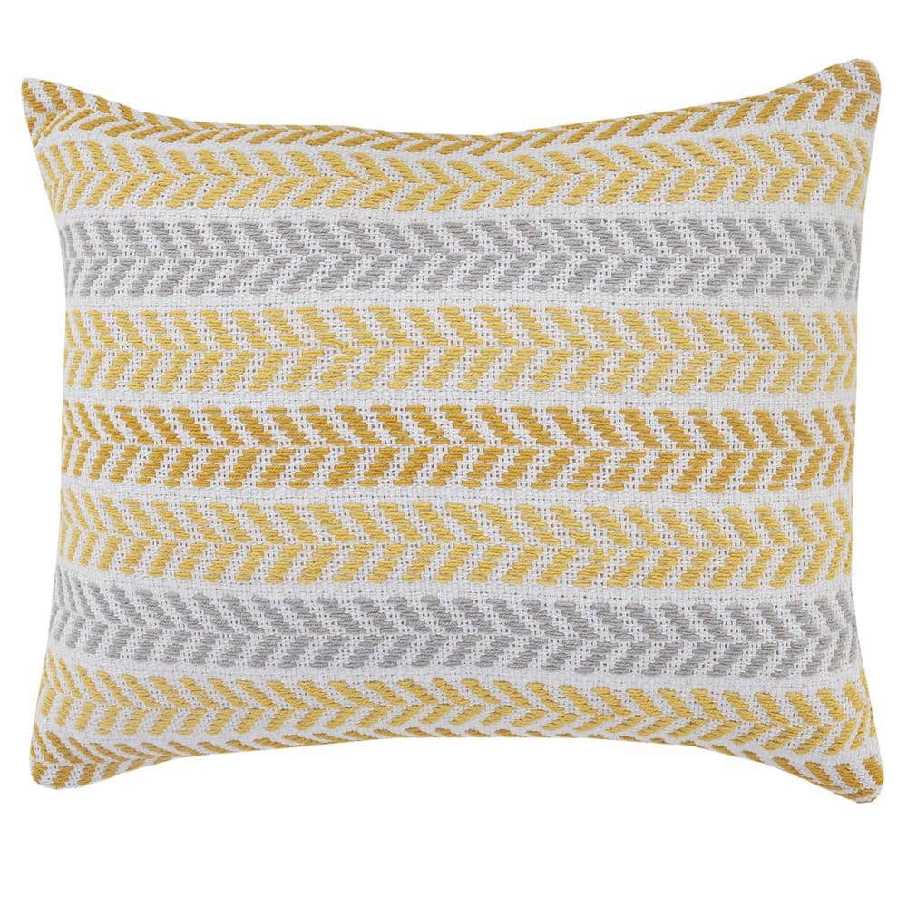 Adina Sunny Day Yellow / Gray Soft Poly-fill Chevron 16 in. x 24 in. Lumbar