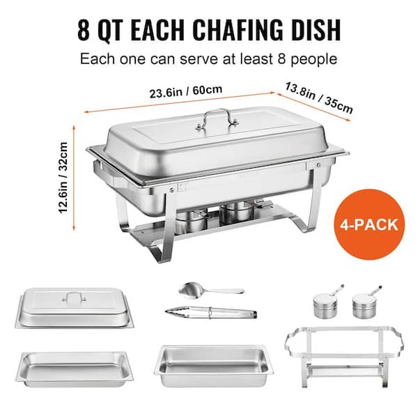 Denmark Round Chafing Dish, 4 Quart, Stainless Steel, 7-Piece