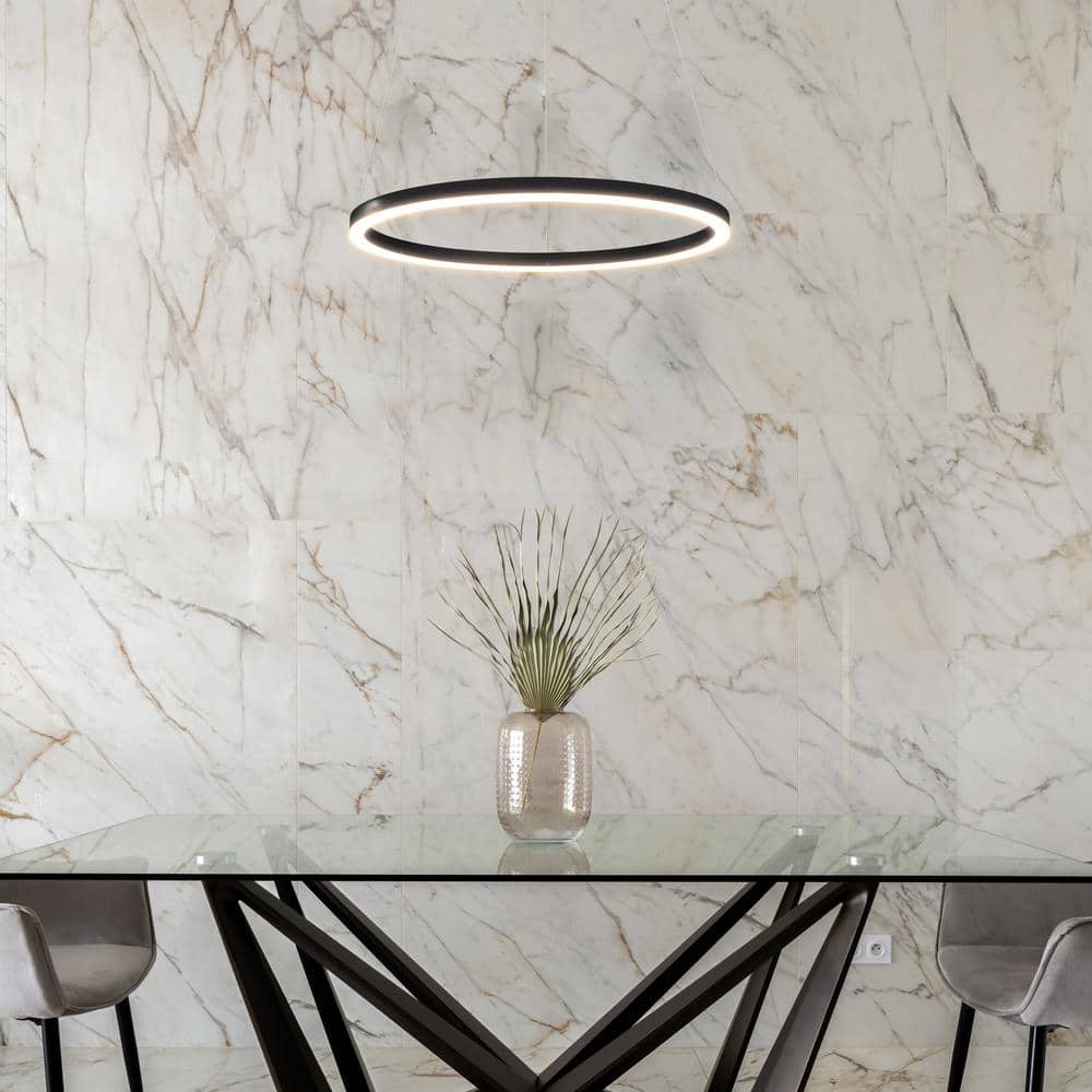 Tania 24" Black Aluminum LED Ring Chandelier