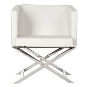 Celine White Bonded Leather Arm Chair