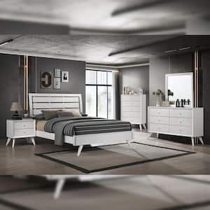 Cerys White Composite Bed Frame Mounted Queen Platform Bed No Additional Features