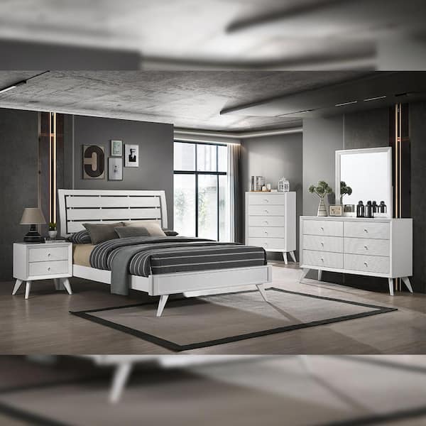 Acme Furniture Cerys White Composite Bed Frame Mounted Queen Platform Bed No Additional Features