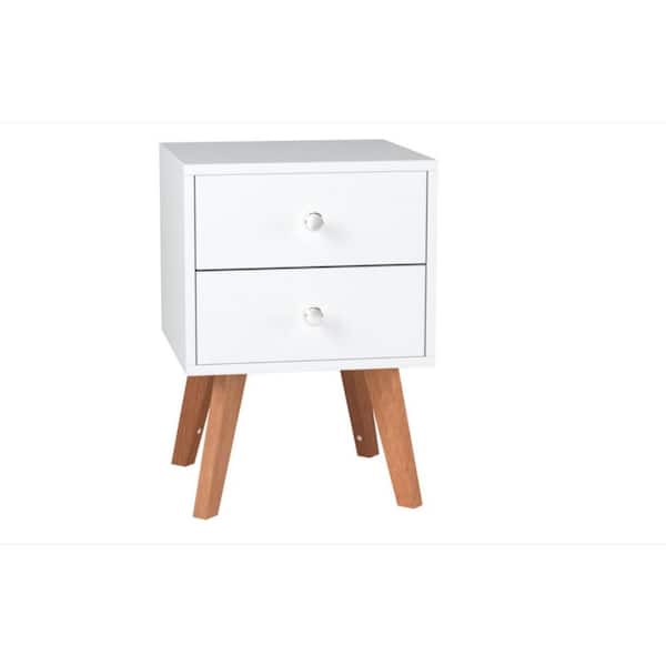 ULSMVOC SMT 2-drawer white bedside table, suitable for bedroom/living room/salon/office 15.7"D x 15.7"W x 22.4"H