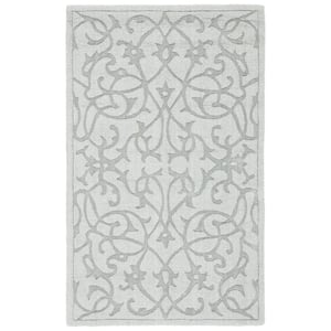 Impressions Gray Doormat 3 ft. x 5 ft. Border Floral Solid Color Geometric Area Rug