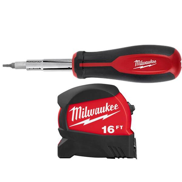 Milwaukee 11-in-1 Multi-Tip Screwdriver with 16 ft. W Blade Tape Measure