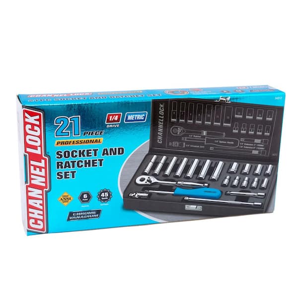 Channellock 1/4 in. Drive Metric Socket Set (21-Piece) 34212 - The