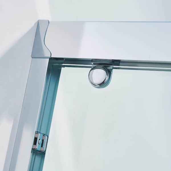 CASAINC 44-48 in. W x 75 in. H Double Sliding Aluminum Alloy Frame Shower Door in Chrome with 5/16 in. Clear Glass