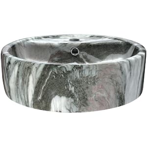Round Ceramic 17.3 in W Vessel Sink in Neolith Marble