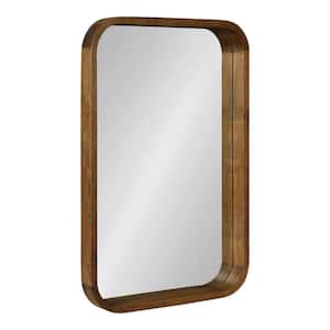 Hutton 30 in. x 20 in. Modern Rectangle Rustic Brown Framed Decorative Wall Mirror