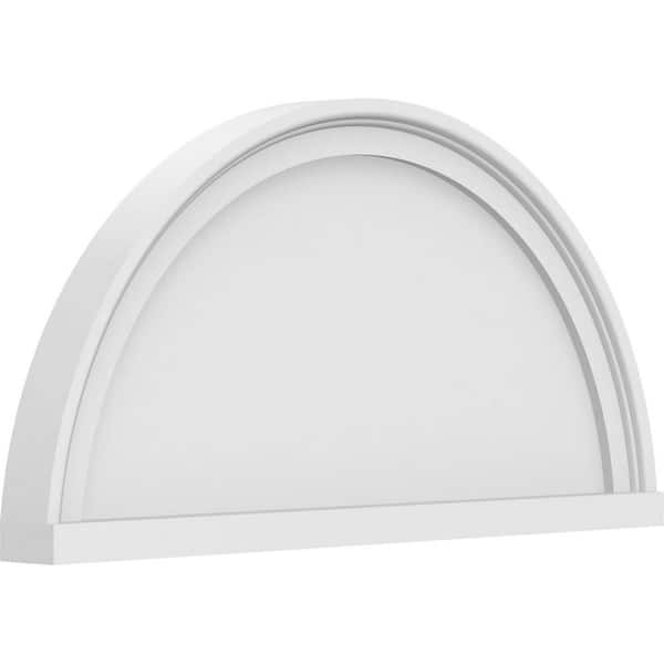 Ekena Millwork 2 in. x 24 in. x 12 in. Half Round Smooth Architectural Grade PVC Pediment Moulding
