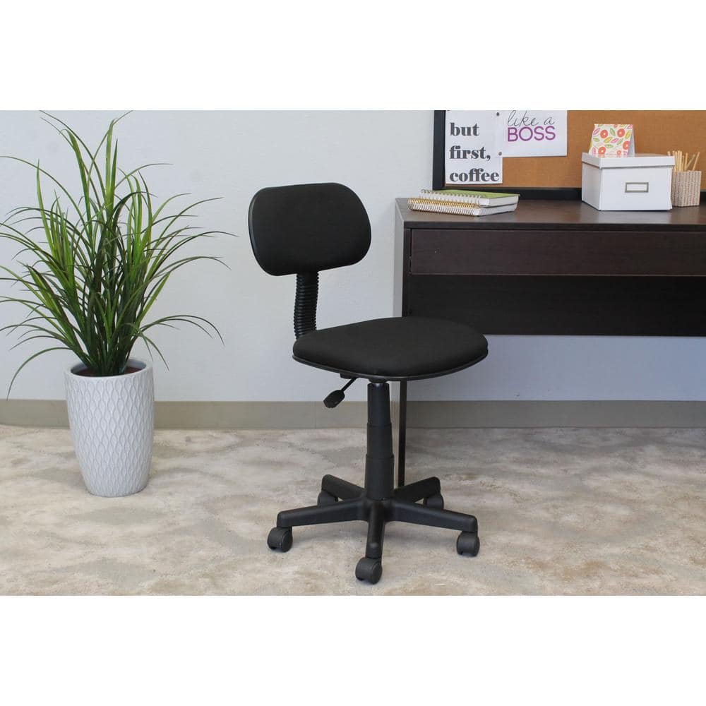 Black Ergonomic Armless Swivel Task Chair