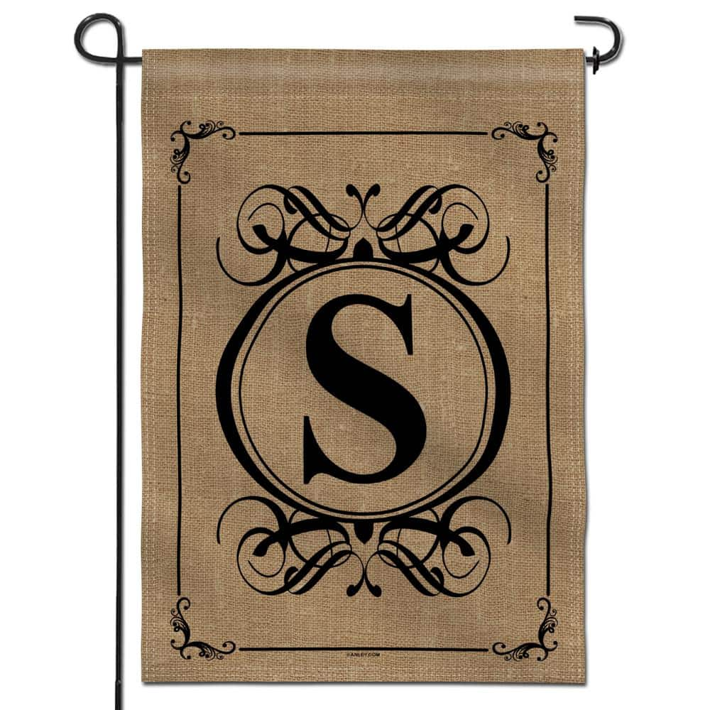 ANLEY 12.5 in. x 18 in. Classic Monogram Letter S Double Sided Garden Flag, Family Last Name Initial Yard Flags