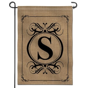 12.5 in. x 18 in. Classic Monogram Letter S Double Sided Garden Flag, Family Last Name Initial Yard Flags