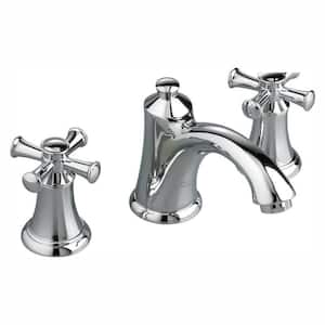 8 in. Widespread 2-Handle Mid-Arc Bathroom Faucet in Polished Chrome with Speed Connect Drain and Cross Handles