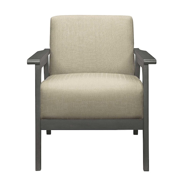 EVERGLADE HOME Ride Light Brown Textured Upholstery Solid Wood Antique Gray Finish Accent Chair