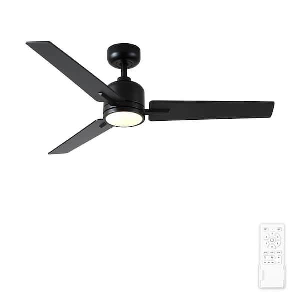 Lirael 48 in. Dimmable LED Indoor/Outdoor Black Smart Ceiling Fan w/ Light and Remote for Angle and Drop-Down Rod Mounts