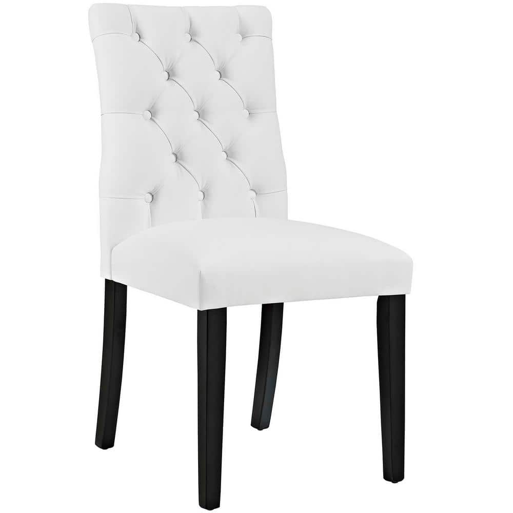 White Faux Leather Tufted Parsons Dining Chair