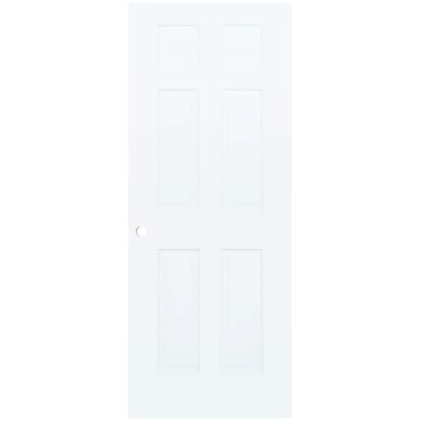 80 in. H x 28 in. W Colonial 6-Panel Solid White Wood Interior Door Slab