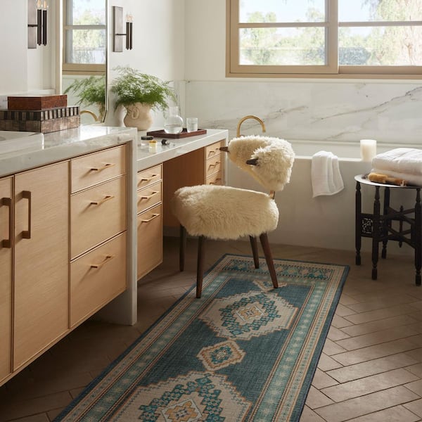 Machine Washable Rug with Standard Pad-Rayne Soft Navy 2x7