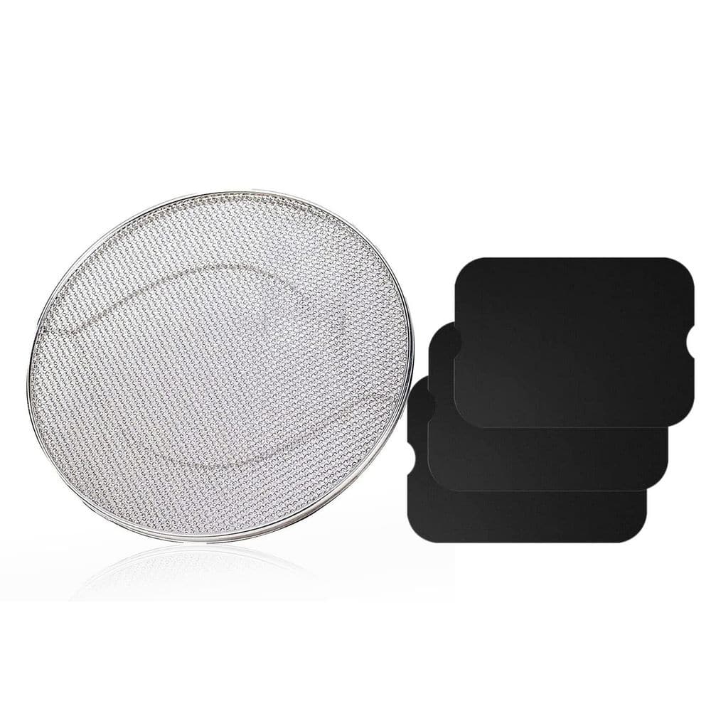 Stainless Steel Splatter Shield and 3 Piece Grill Mat Set Grill Accessories Silver Finish for Indoor Grill Use