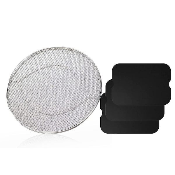 Stainless Steel Splatter Shield and 3 Piece Grill Mat Set Grill Accessories Silver Finish for Indoor Grill Use