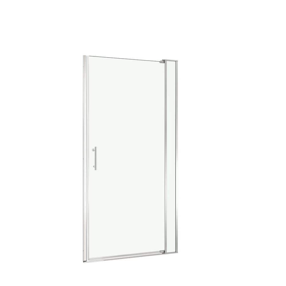 36 in. W x 72 in. H Pivot Semi-Frameless Shower Door in Brushed Nickel Finish with Clear Glass price history on PriceWatchPro