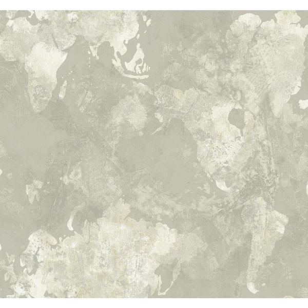 Seabrook Designs Galileo Abstract Map Metallic Silver and Off-White Paper Strippable Roll (Covers 60.75 sq. ft.)