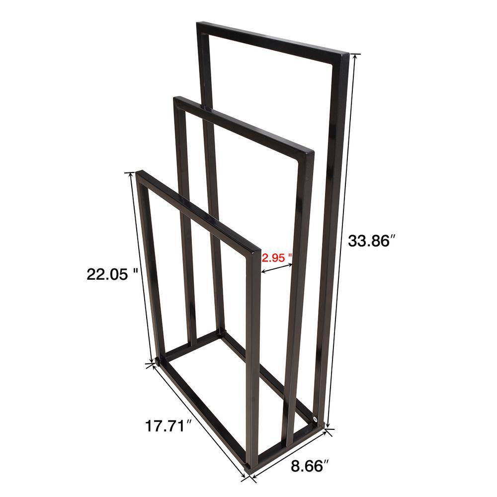 Matte Black Metal Freestanding 3-Tier Towel Ladder