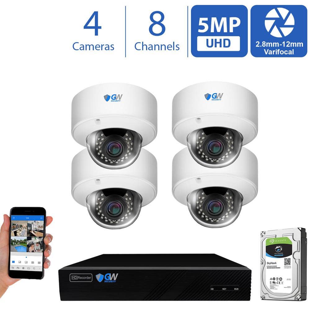 GW Security 4-Channel 5MP Security Surveillance System NVR with 4