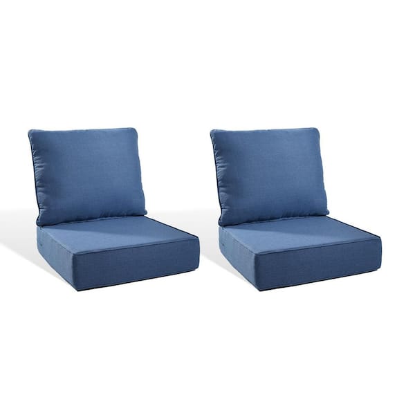 PlushCore 22 in. x 24 in. x 6 in. 4-Piece Deep Seating Outdoor Dining Chair Thick Cushion Set in Blue (2-Set)