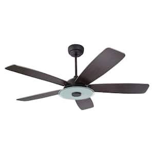 Striker 52 in. Indoor/Outdoor Black Smart Ceiling Fan, Dimmable LED Light and Remote, Works with Alexa/Google Home/Siri