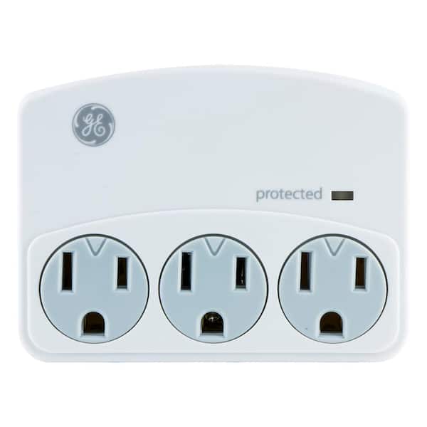 GE 3-Outlet Surge Protector Wall Tap, White