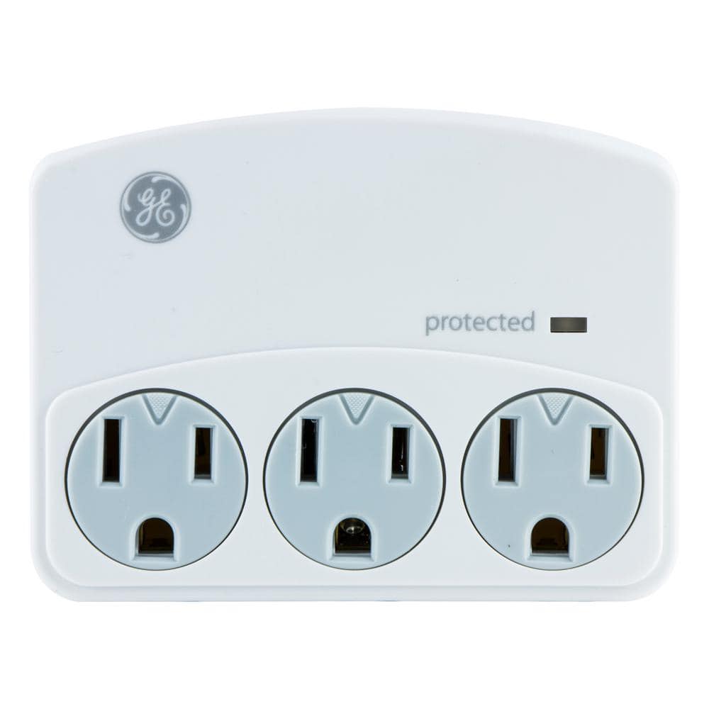 GE 3-Outlet Surge Protector Wall Tap, White