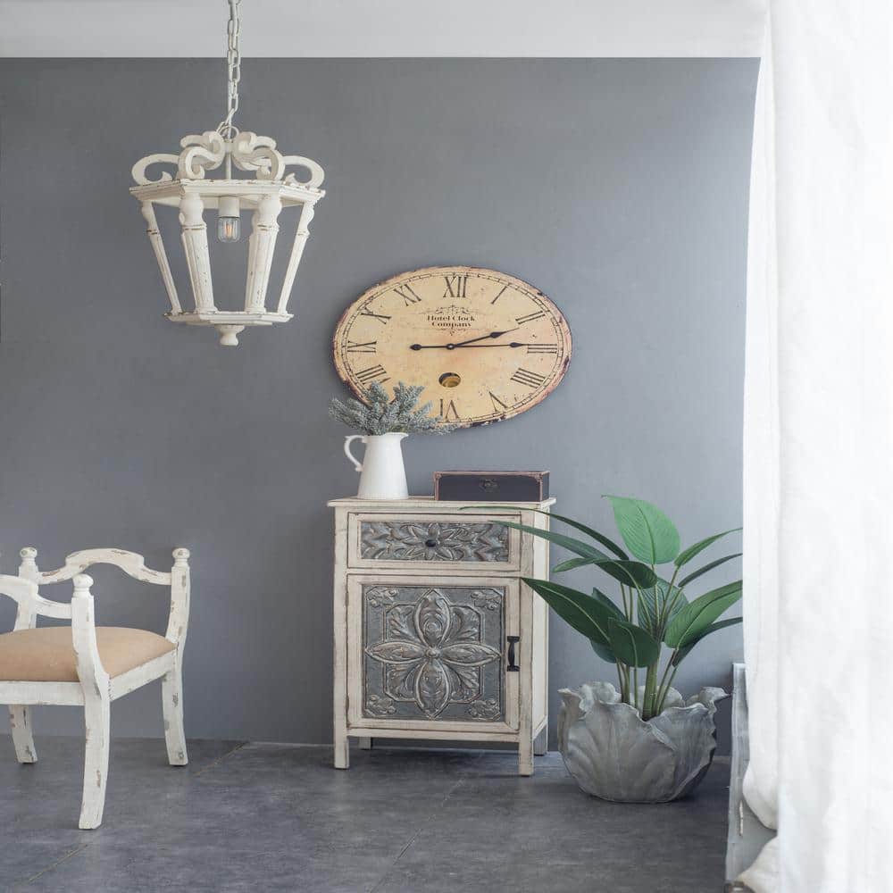 23 in. W x 23 in. H Beige Round Wall Clock, Traditional Vintage Home Decor 