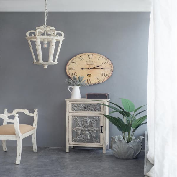 Unbranded 23 in. W x 23 in. H Beige Round Wall Clock, Traditional Vintage Home Decor Clock, for Living Room, Hallway, Entrance
