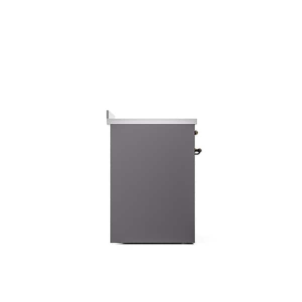 Nostalgie II 30 in. 4 Zone Freestanding Induction Range in Graphite Matte with Bronze