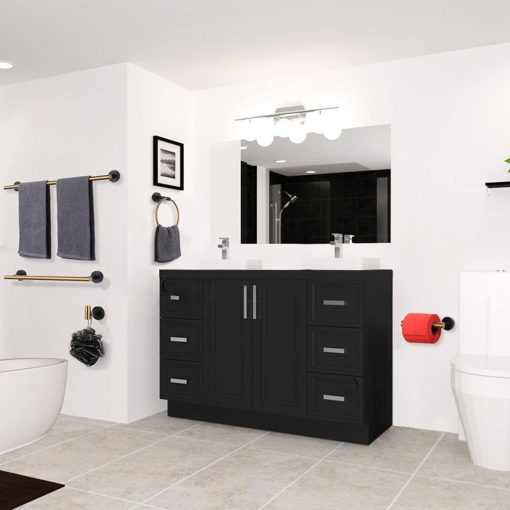 Matte Black and Gold 6-Piece Stainless Steel Bathroom Hardware Set