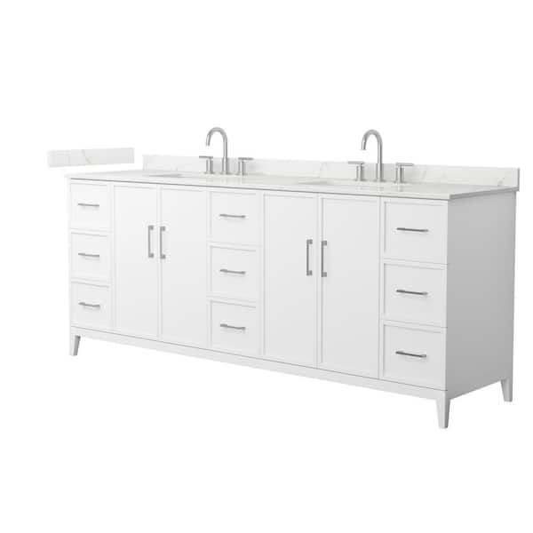 Elan 84 in. W x 22 in. D x 35 in. H Double Bath Vanity in White with Giotto Quartz Top