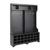 Prepac 77 in. H x 60 in. W Black Engineered Wood Shoe Storage Cabinet with 24-Shoe Cubbies and 6-Double Coat Hooks BSOG-0013-1