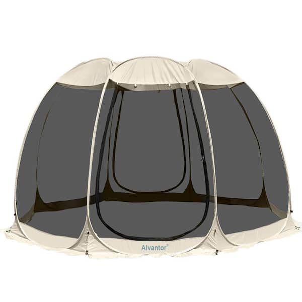 Alvantor 12 ft. x 12 ft. Beige Instant Pop Up Screen House Room Camping Tent, Mesh Walls, UPF 50+ UV Protection, Not Waterproof