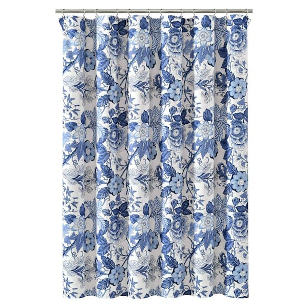 Lush Decor 72 in. x 72 in. Sydney Shower Curtain Navy/White Single ...