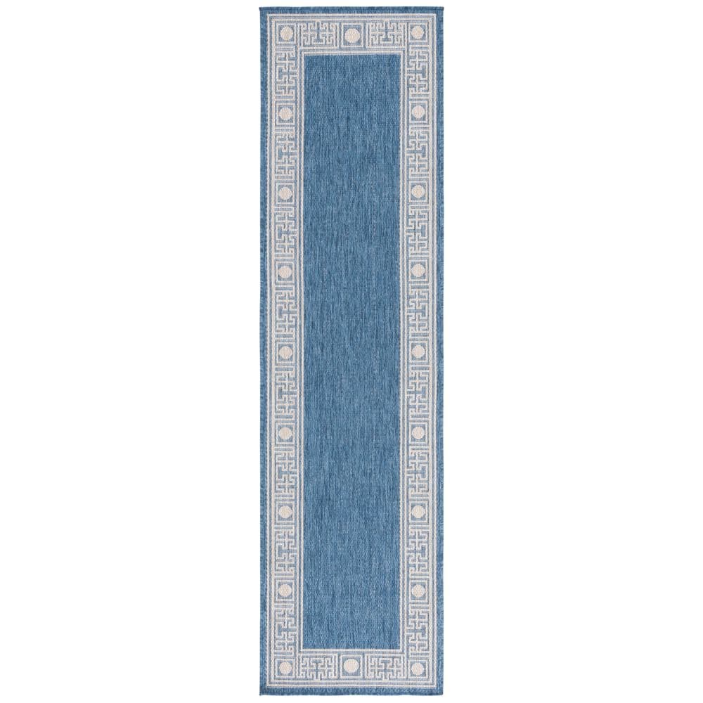 Beach House Blue/Ivory 2 ft. x 8 ft. Meander Border Indoor/Outdoor Runner Rug price history on PriceWatchPro