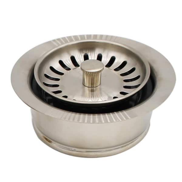 Westbrass COMBO PACK 3-1/2 in. Post Style Kitchen Sink Strainer and Waste  Disposal Drain Flange with Stopper, Satin Nickel CO2185-07 - The Home Depot