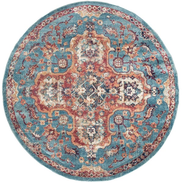 United Weavers Bali Melaya Turquoise 7 ft. 10 in x 7 ft. 10 in. Round Rug