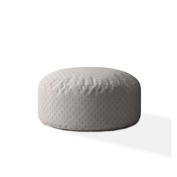 HomeRoots Grey 100% Polyester Round Pouf 20 in. x 24 in. x 24 in ...