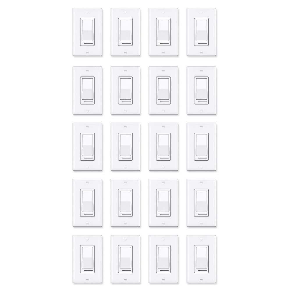 20-Pack Light Switch Compatible with LED Dimmable Lamp, CFL, Incandescent, Halogen Bulb, Single Pole or 3 Way, White price history on PriceWatchPro
